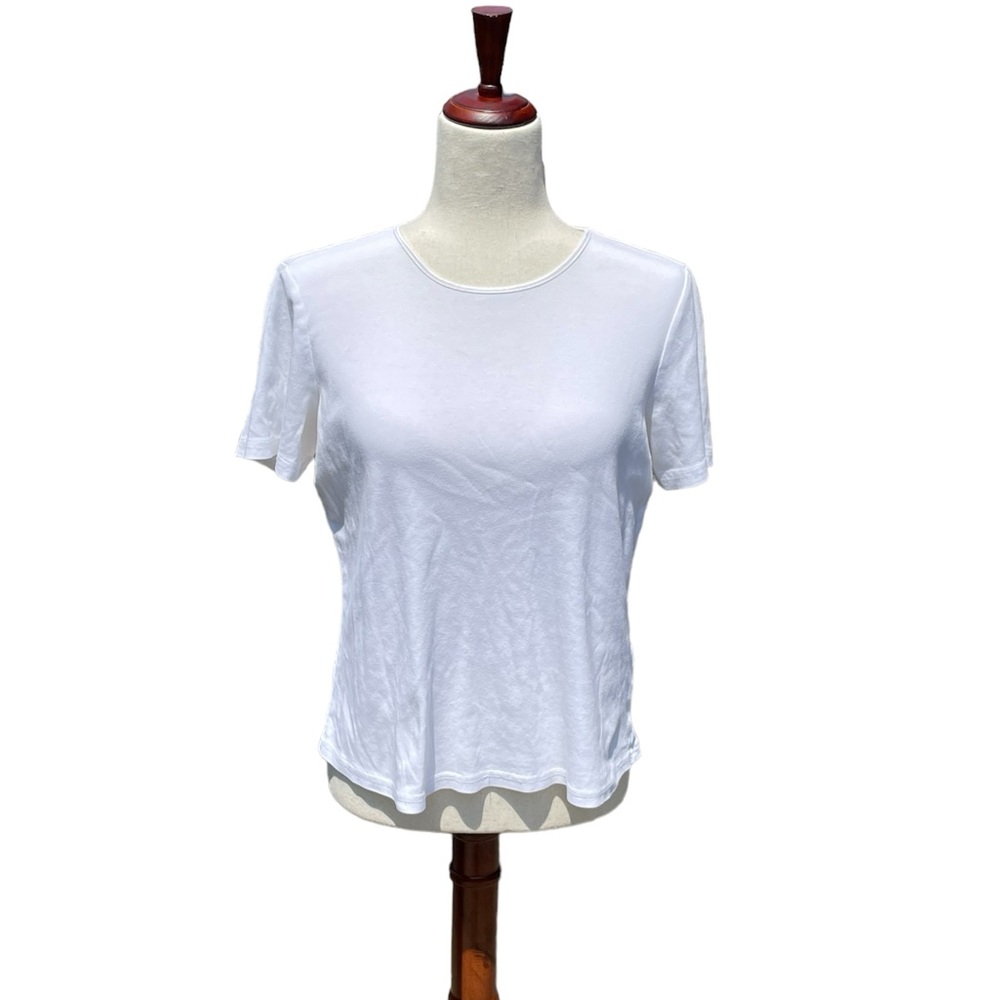 Christopher & Banks 100% cotton white classic tee with elevated neckline M - Picture 3 of 16